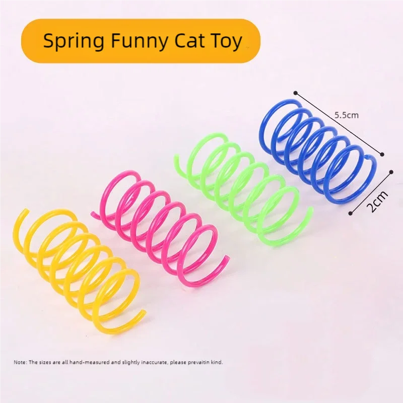 4/200Pcs Cat Spring Toy Cat Spiral Toys Interactive for Indoor Colorful Cats Plastic Springs Coil for Kitten Hunting Swatting