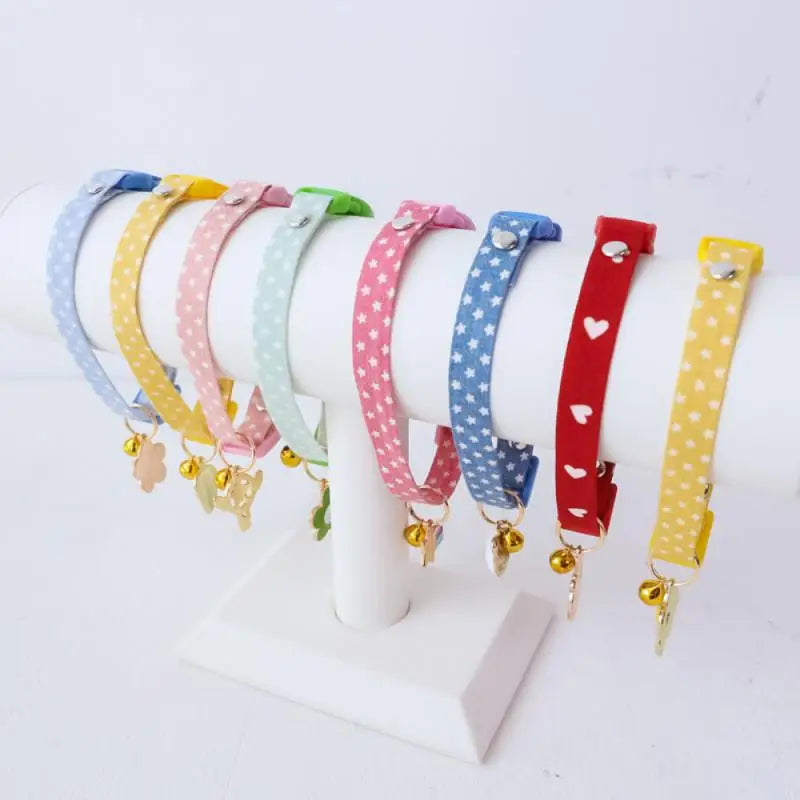 Collar Sakura Heart Fruit Cat Plaid Cat Collars Bell Cartoon Necklace Adjustable Collar for Cat Small Dog Pet Cat Accessories