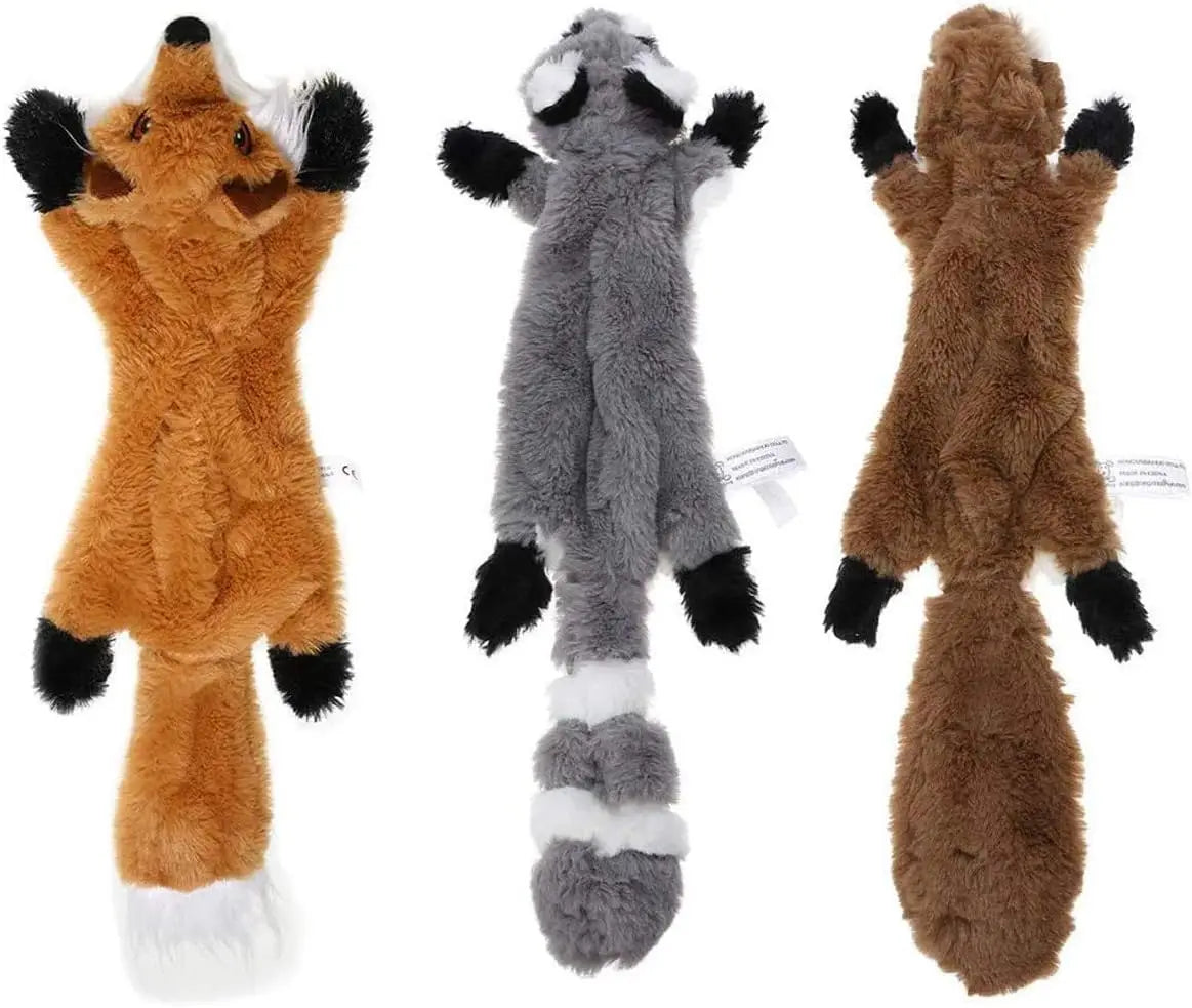 Plush Dog Toys Squirrel Raccoon Fox 18 Inch Stuffing Free Squeaky for Small  Medium Dogs No Stuffing with Squeakers Dog Chew Toy