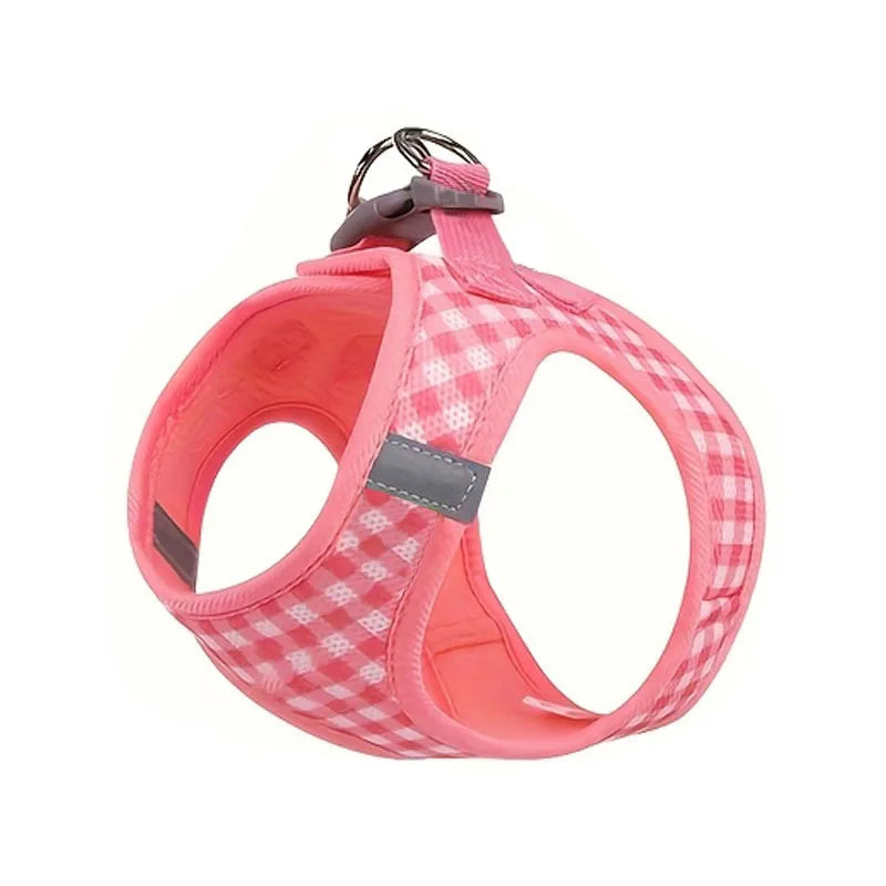 Pet Cat Suit, Plaid Pattern Breathable Fabric, Durable Metal Accessories with Reflective Strips, Hand Washable, Polyester Fiber, Suitable for Most Cats, Pet Supplies Cat Accessories, Collar, Leash