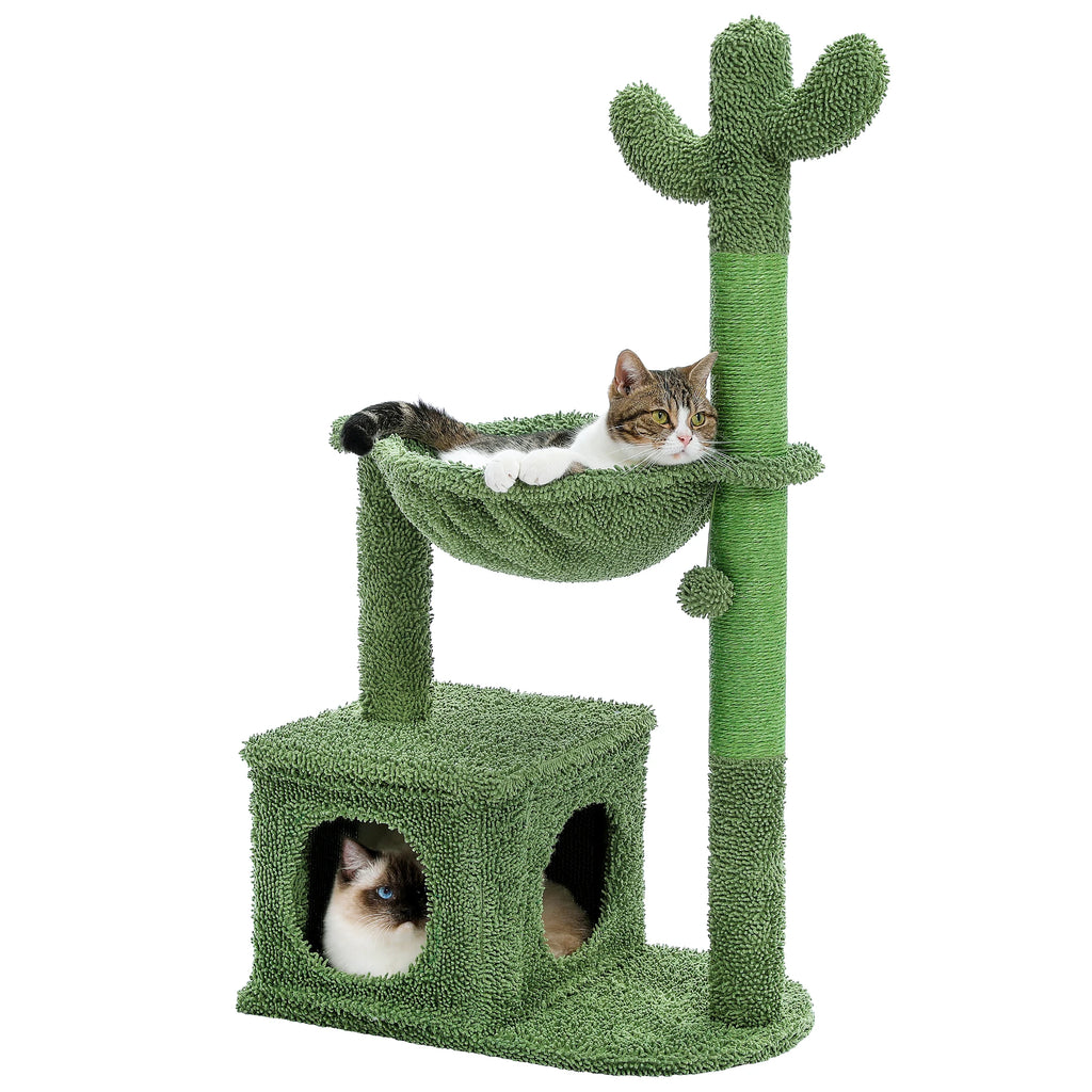 Cactus Cat Tree Small Cat Tower with Spacious Condo,Cozy Hammock,Dangling Ball,Scratching Post Cat Accessories for Indoor Cats