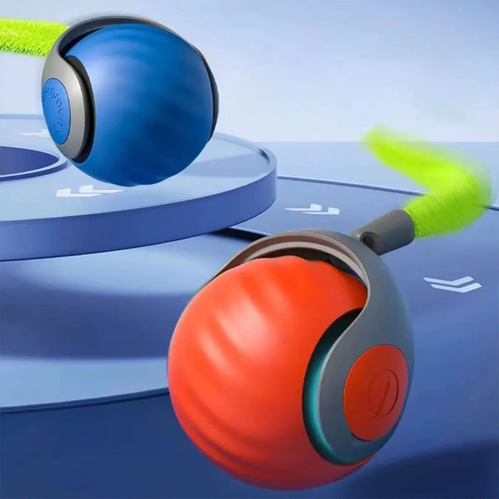 Automatic Moving Cat Toy Ball Smart Cat Toys Two Speed Adjustment Speedy Tail Cat Toy with Replacement Tail