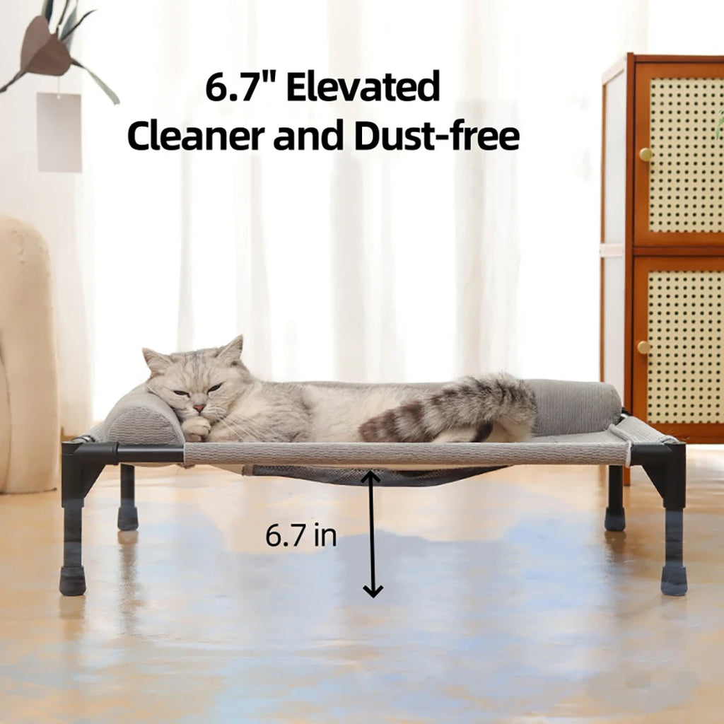 Portable Cooling Cat Bed with Slope Headrest Washable Pet Bed fit Medium Cats & Dogs Durable Breathable Camp Bed Cat Accessories