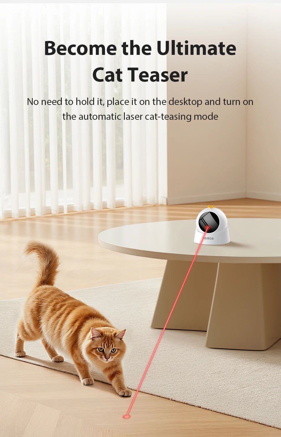 ROJECO Automatic Cat Toy Interactive Adjustable Mode Electric Cat Laser Toy For Kitty Dog Indoor Smart Teasing Laser Cat Toys