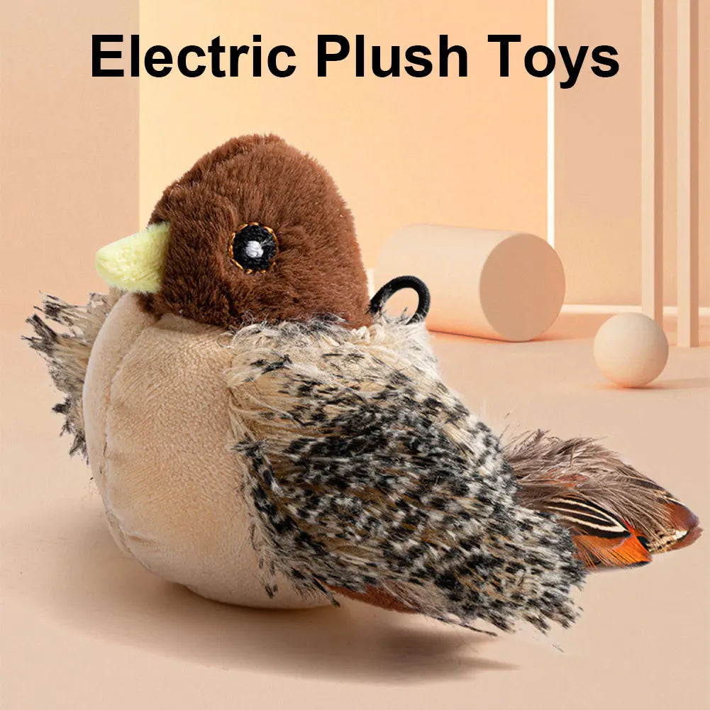 Flapping Bird Cat Toy Electric Squeaky Simulation Bird Plush Cat Pets Teasing Toys Kitten Chirping Bird Toys Interactive Cat Toy