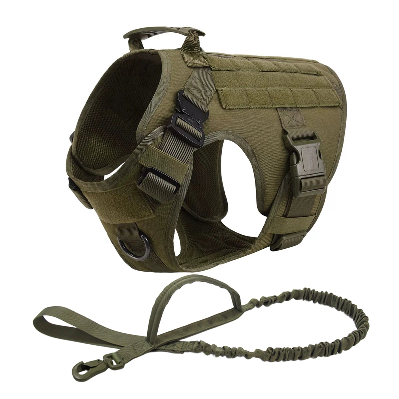 Tactical Large Dog Harness Leash Molle Pouches Pet Golden Retriever French Bulldog Training Vest Harnesses For Dog Accessories