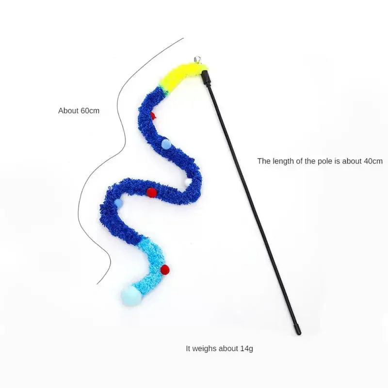 New Cat Toys Rainbow Stripes Funny Cat Stick with Bell Interactive Play Pet Supplies Interactive Cat Toy Caterpillar String
