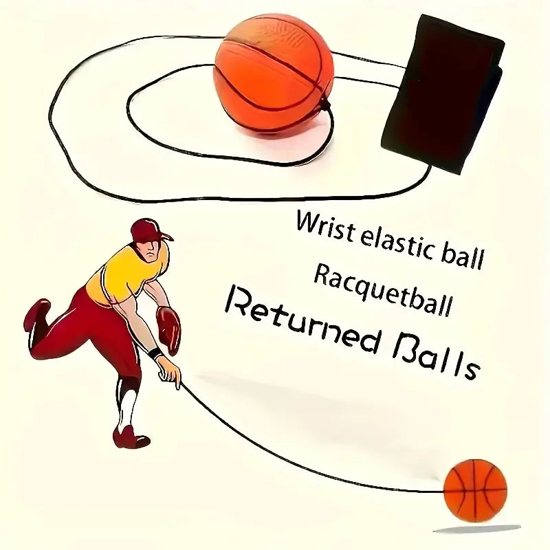 Sports Ball Wristband Set Basketball, Baseball Football on Elastic String - Perfect for Boys Outdoor Play Pet Dog Toys