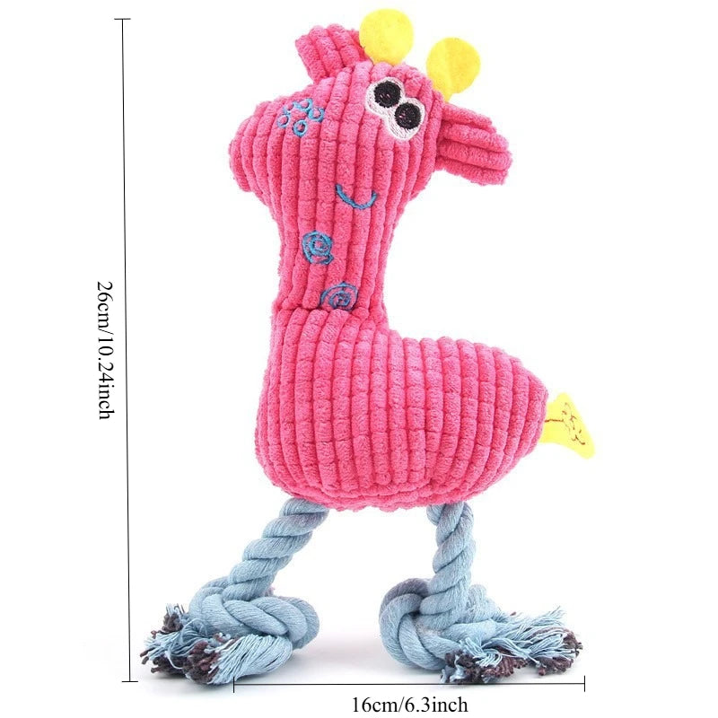 Plush Squeaky Dog Toys Human Pet Interactive Tug of War Knot Bite-resistant Pet Toys Outdoor Funny Crazy Zoo Plush Sound Toys