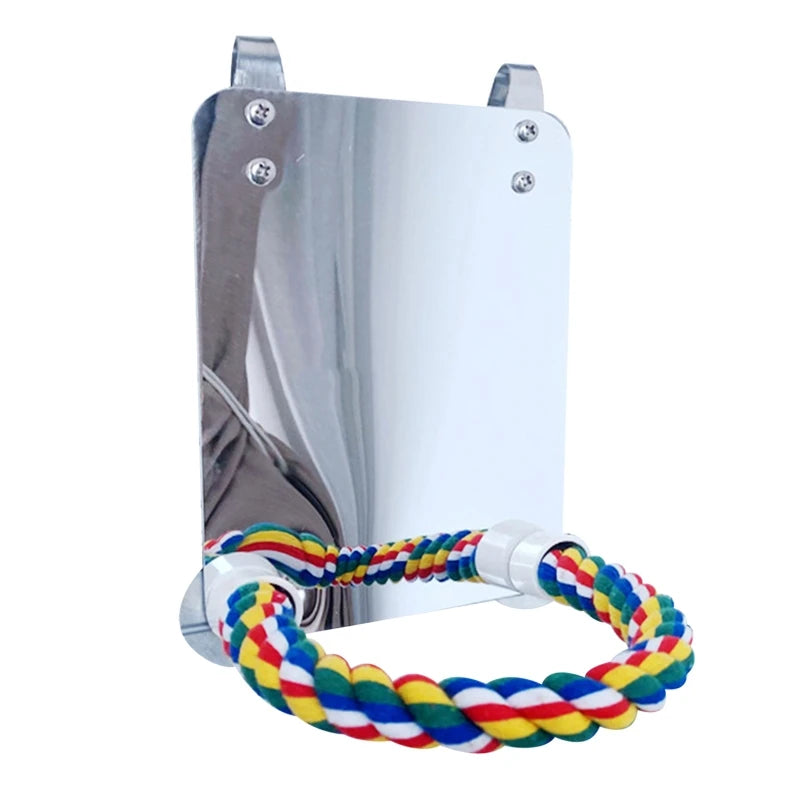 Acrylic Bird Mirror with Rope Perches Bird Toys Lovebirds Finch Canaries Swing Comfy Perch for Parakeet Cockatiel Conure