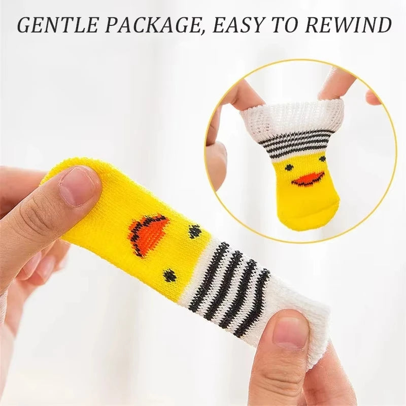 4pcs/Set Cute Puppy Dog Knit Socks Autumn Winter Pet Socks Anti-Slip Knitted Small Dogs Shoes Warm Paw Protector Dog Accessories