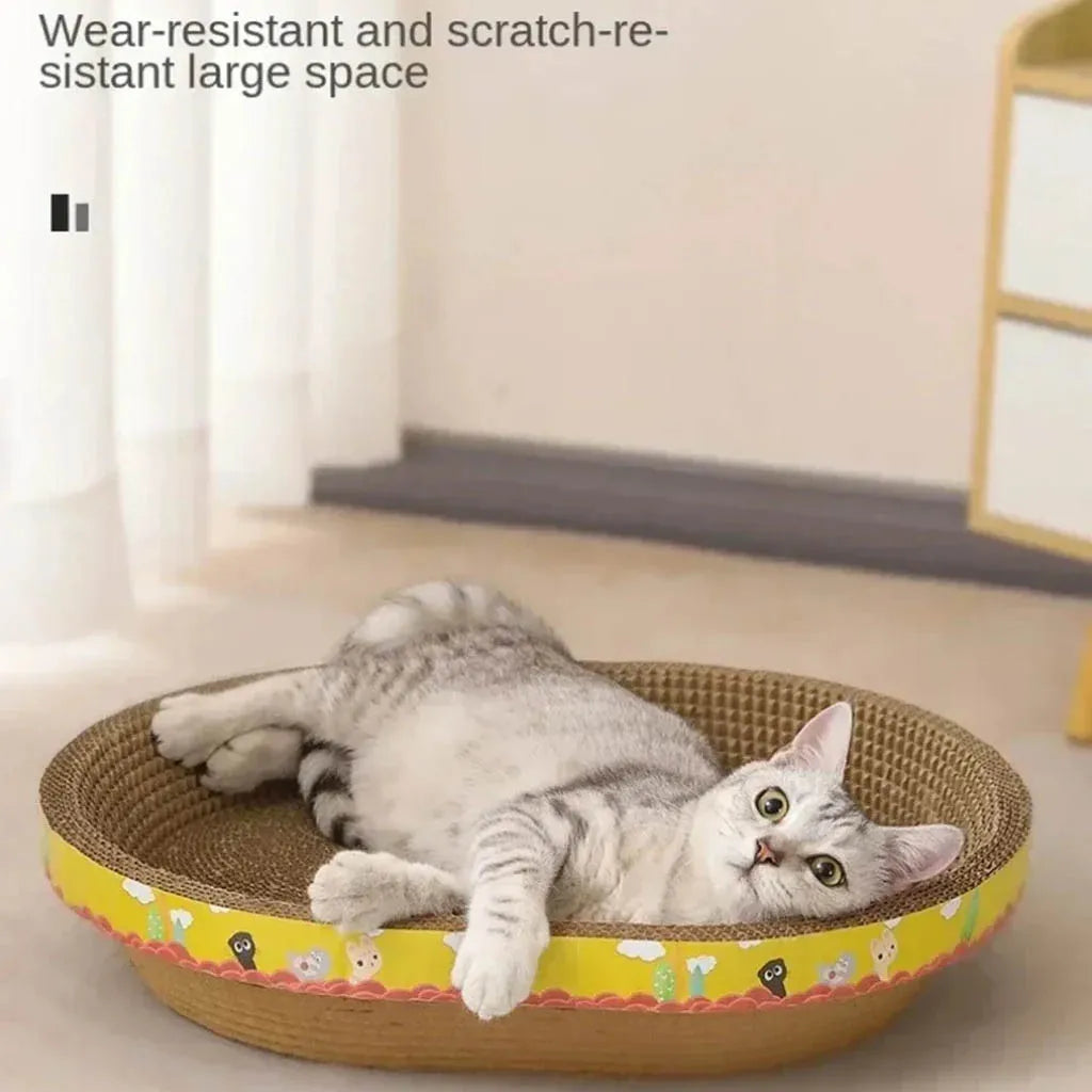 Fun Cat Scratching Board Protect Furniture Grinding Claw Toys Oval Corrugated Paper Wear-resistant Cat Nest Cat Accessories