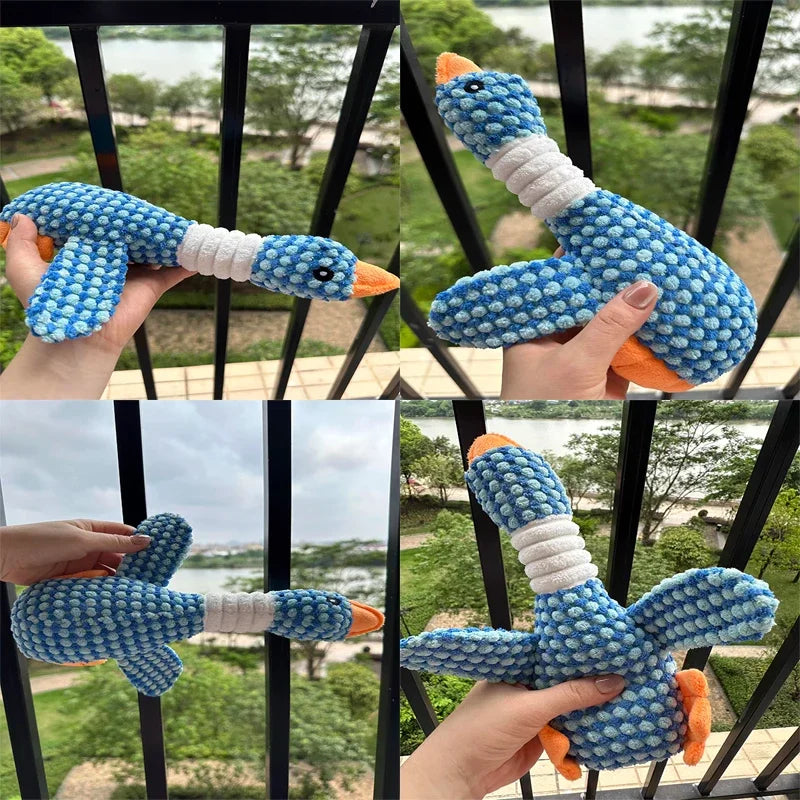 Dog Toys Plush Animal Toy Wild Goose Chewing Toy for Small Medium Large Dogs Cats Teeth Cleaning Toys Pet Squeak Toy for Puppy