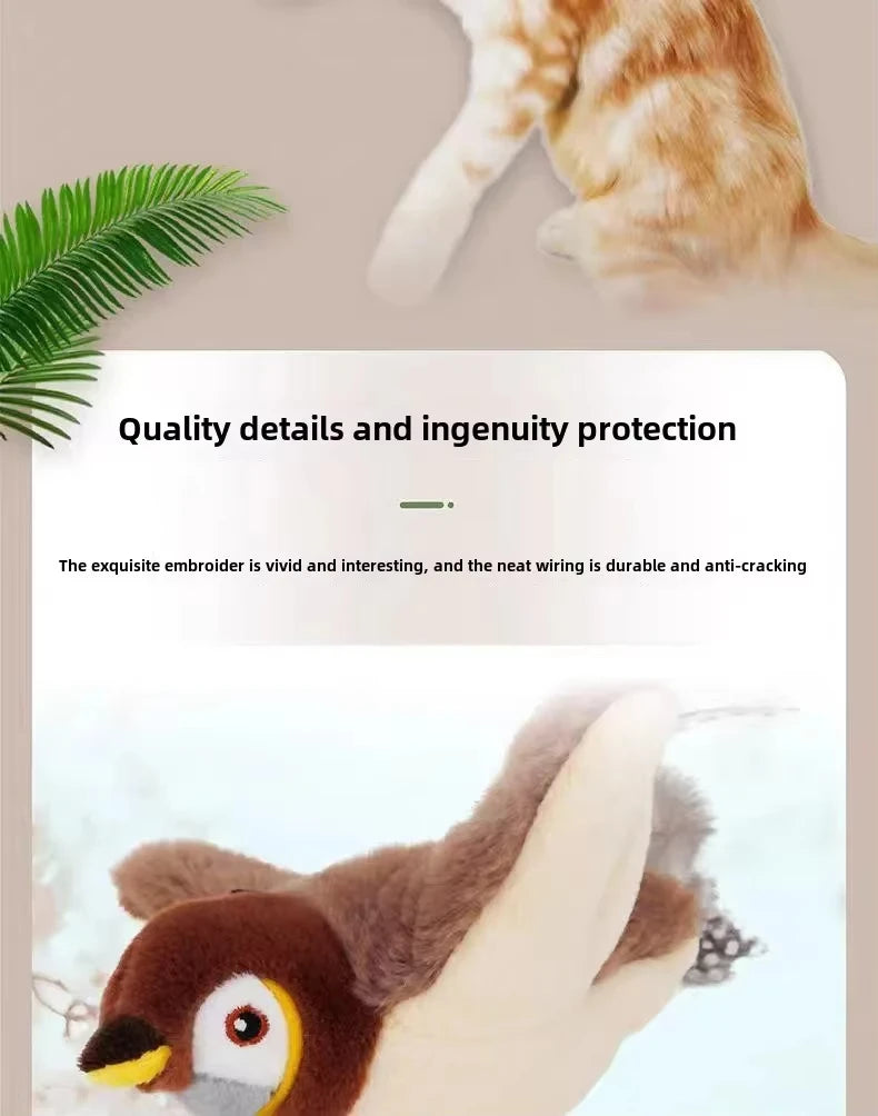 Interactive Flying Bird Cat Toy (with Catnip) Toy Flapping Bird Cat Toy Flying Interactive Flapping Chirping Bird Cat Toy