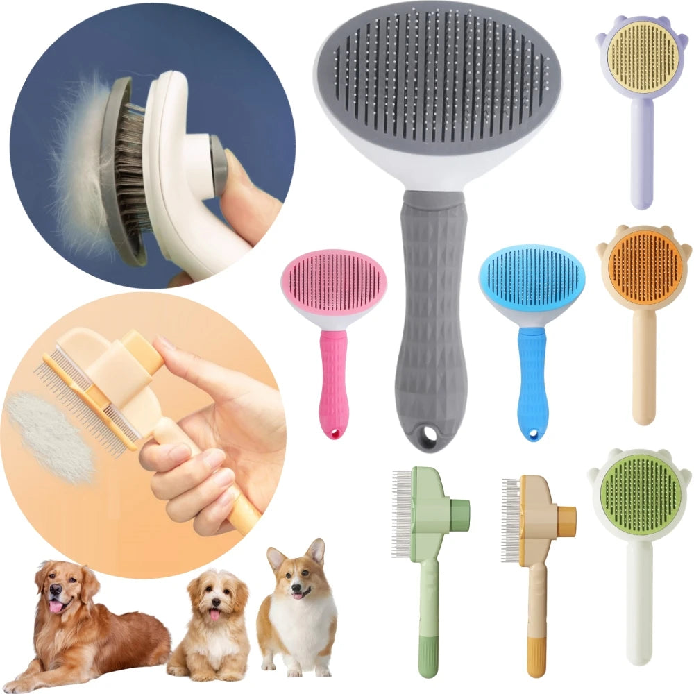 Pet Hair Remove Comb Self-cleaning Cat Slicker Brush Pet Waste Hair Comb For Cats Grooming Brushes Dog Combs Cat Accessories