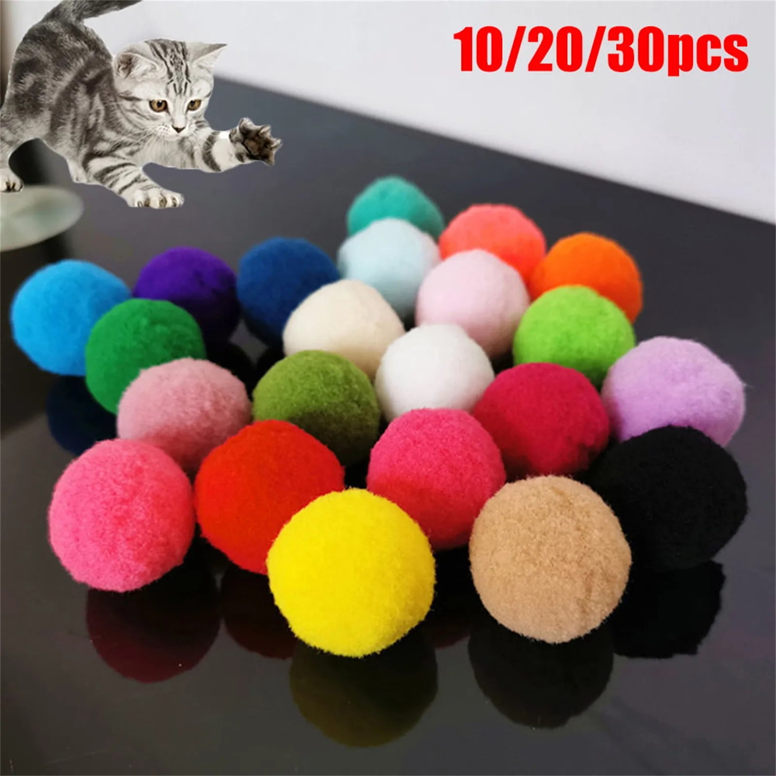 10/50/100 pcs Cute Funny Cat Toys Stretch Plush Ball Cat Toy Ball Creative Colorful Interactive Cat Pom Pom Cat Chew Toy