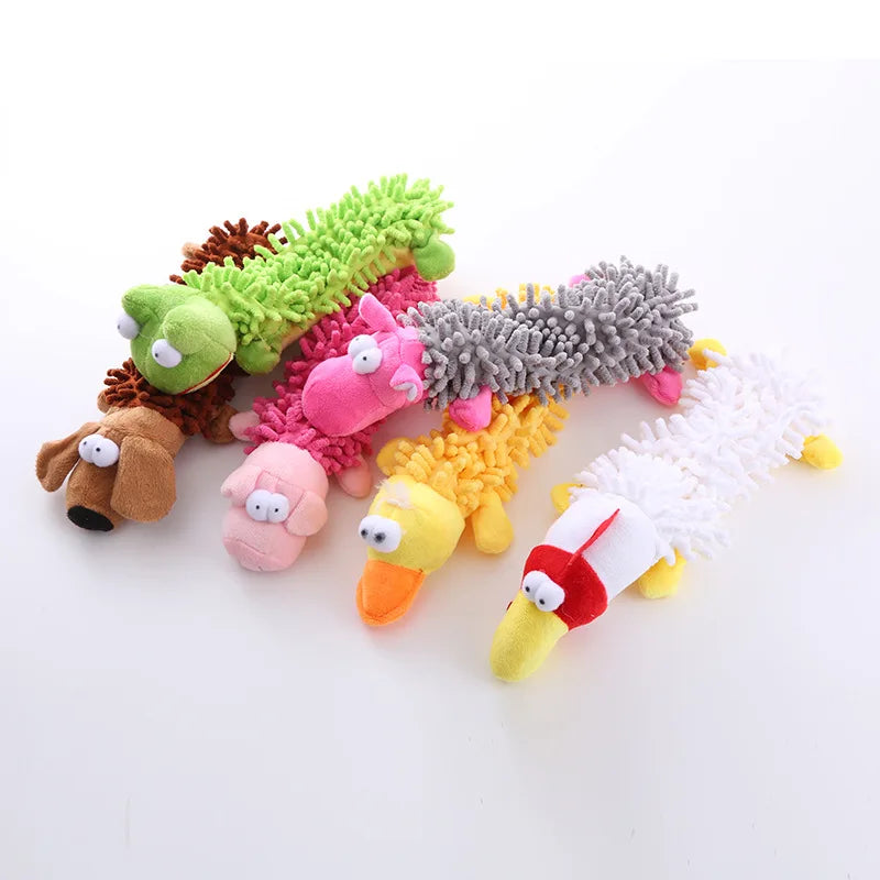 Chew Resistant Plush Pet Toys Stress Relieving Mop Plush Frogs Hippopotamus Teeth Grinding Dog Toys