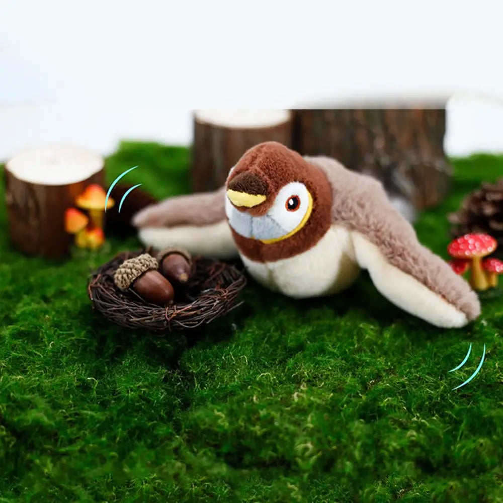 Chirping Bird Cat Toy Simulated Bird Interaction Toy Sparrow USB Rechargeable Flying Bird Cat Toys for Indoor Cats