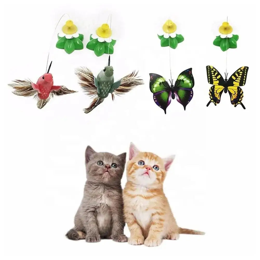 Rotating Electric Butterfly, Hummingbird And Bee Pet New Product Rotating Around Flowers To Cats And Butterflies Pet Toys