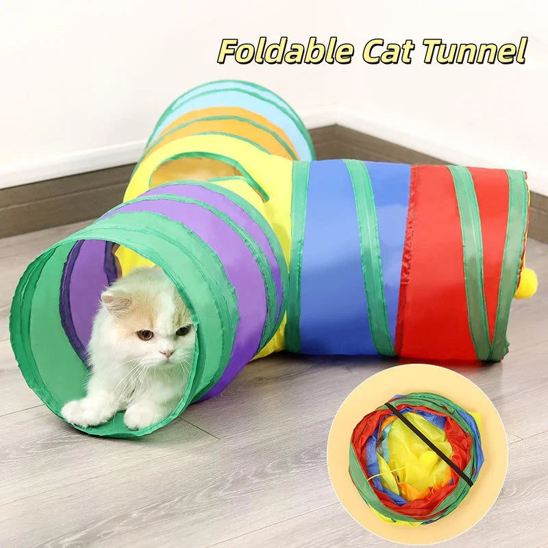 Hot Cat Tunnel Pet Tube Collapsible Play Toy Indoor Outdoor Kitty Puppy Toys for Puzzle Exercising Hiding Training Pet Toys