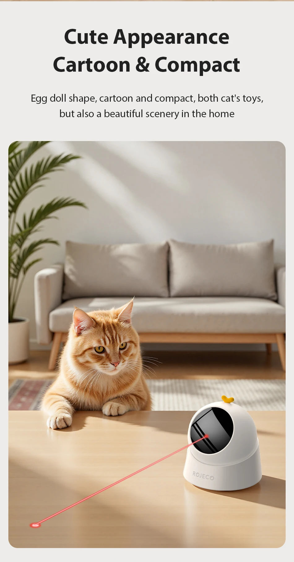 ROJECO Automatic Cat Toy Interactive Adjustable Mode Electric Cat Laser Toy For Kitty Dog Indoor Smart Teasing Laser Cat Toys