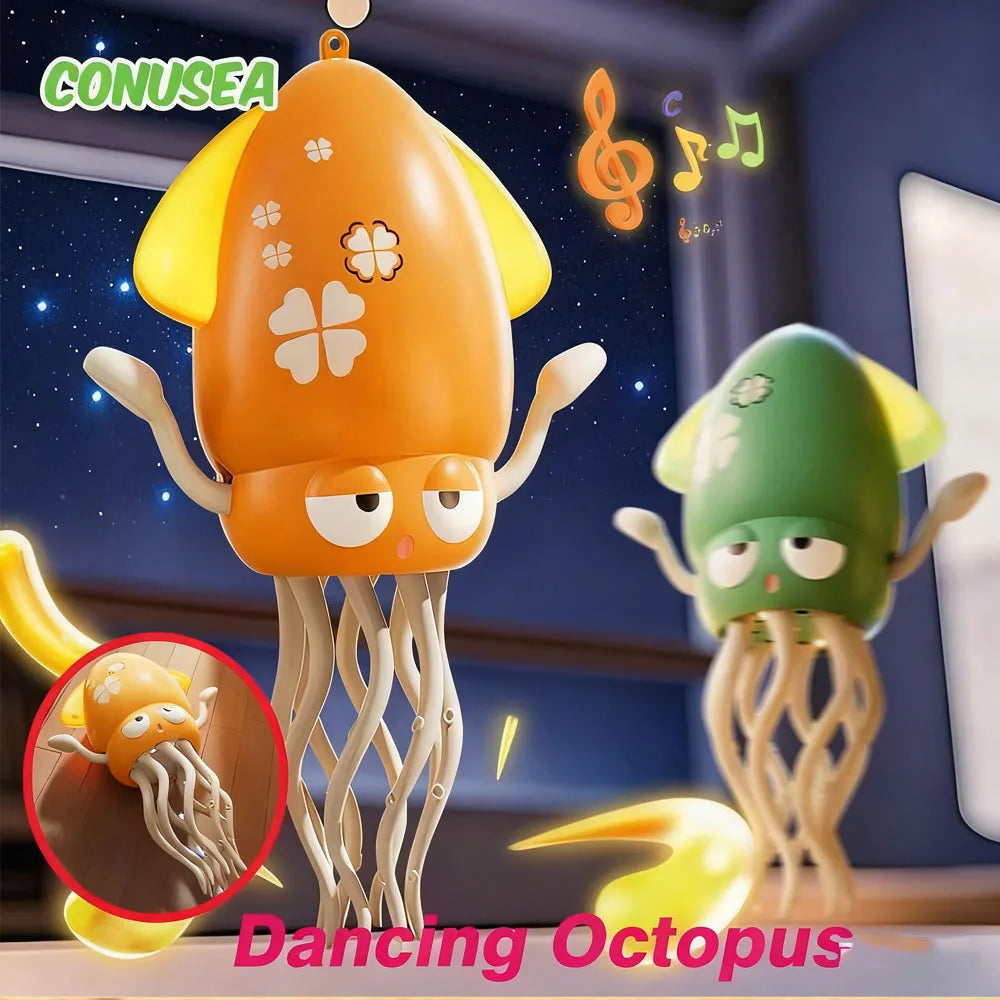 Electric Dancing Squid Octopus dancer Novelty  fidget toys luminous Music Baby Crawling  toys games for kids children Pets Cats