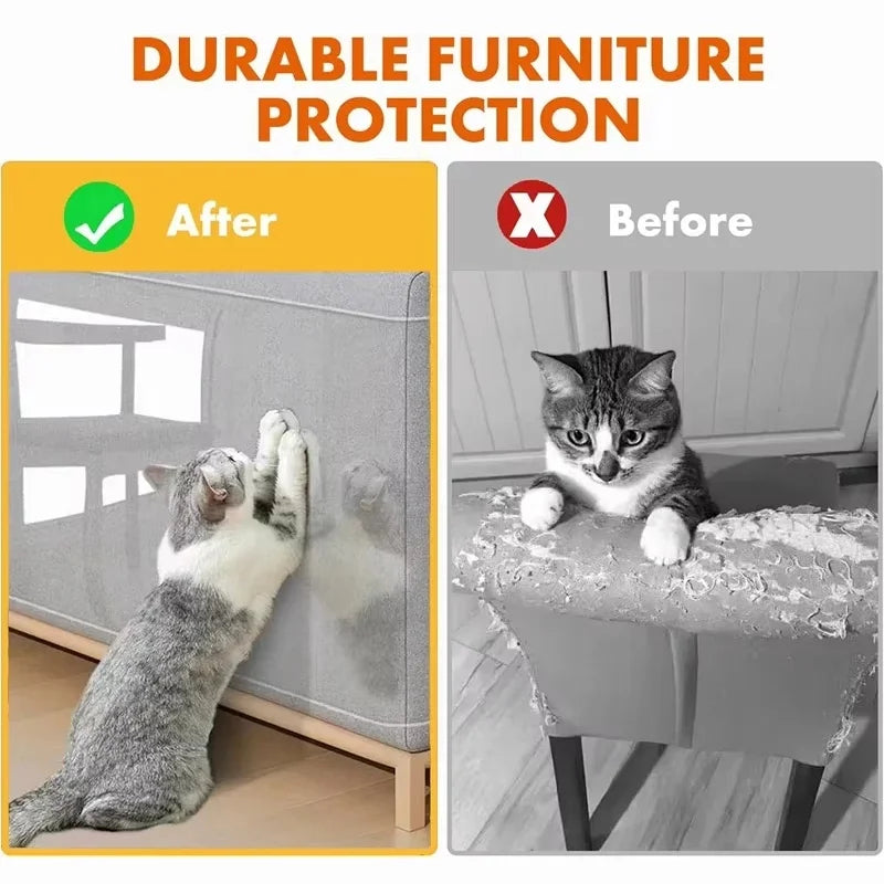 Anti Cat Scratch Furniture Protector Self-Adhesive Peelable Cat Training Protectors PVC Transparent Tape for Couch Sofa Sticker