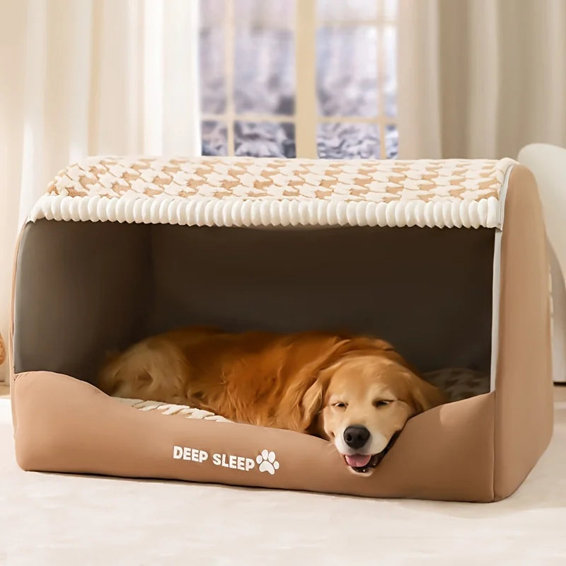 1pc Cozy Cartoon Pattern Dog Bed  Cat House Large Capacity Pet House with Removable Washable Cover Dog Accessories Pet Bed