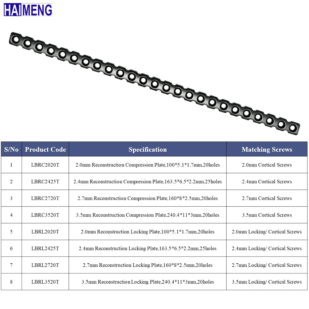 2.0/2.4/2.7/3.5mm Reconstruction Locking Plate,Veterinary Orthopedics Implants,Surgical Instruments,Pet Products,Dog Accessories