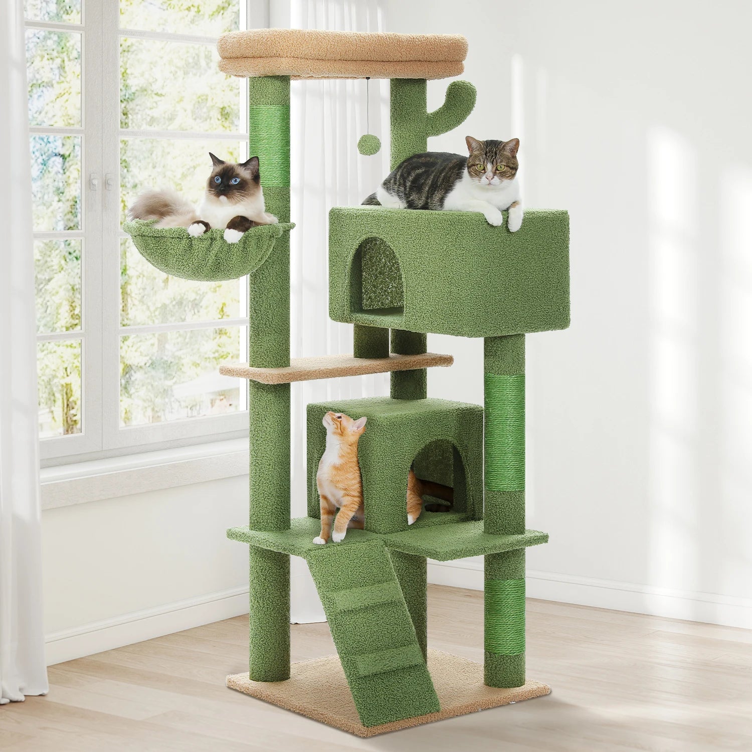 Multi-Level Cat Tree Tower with Scratching Post, Cozy Hammock, Top Perch, Large Cat Condo for Indoor, Cat Accessories, Cat Toys