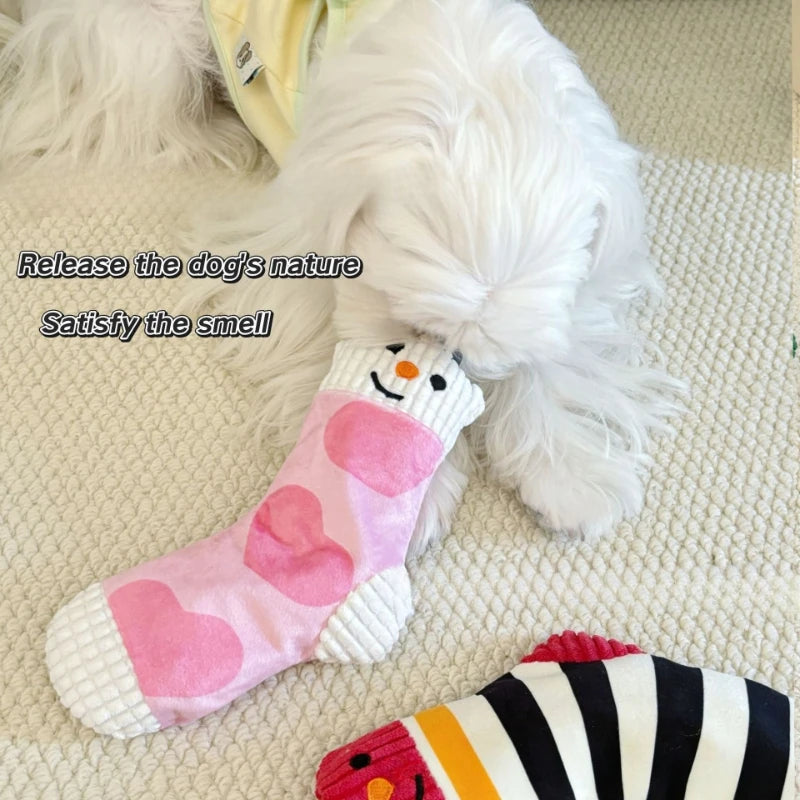 1pc, Plush Sock Dog Toys with Squeaker Dispenser - Chew Toys for All Breeds, Interactive Pet Chew Toys for Small & Medium Dogs.