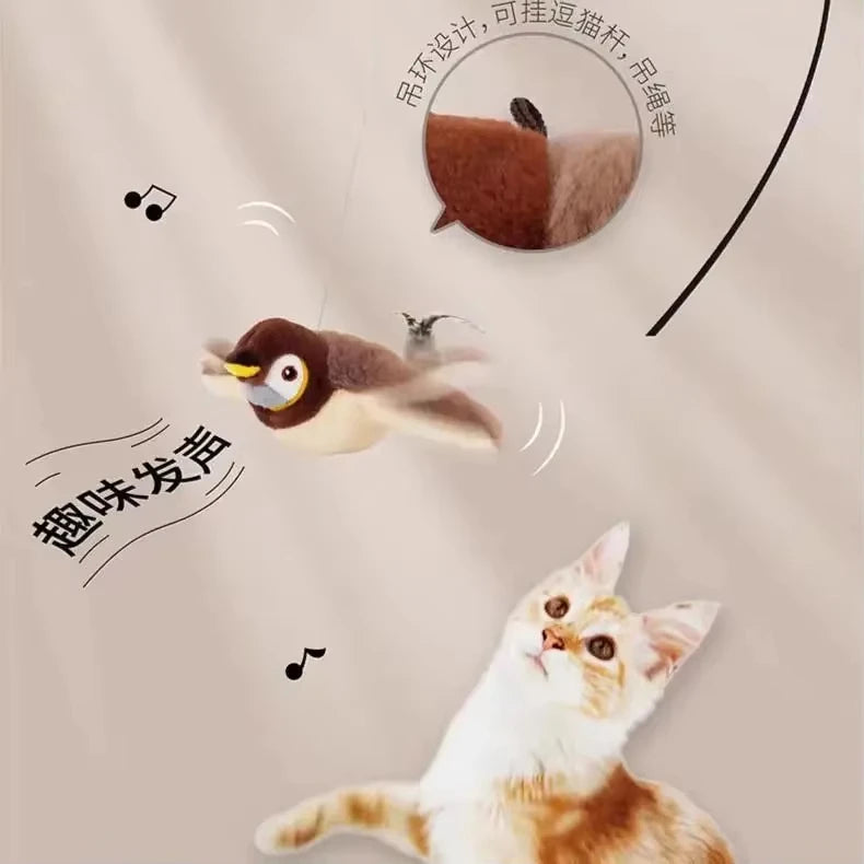 Interactive Flying Bird Cat Toy (with Catnip) Toy Flapping Bird Cat Toy Flying Interactive Flapping Chirping Bird Cat Toy