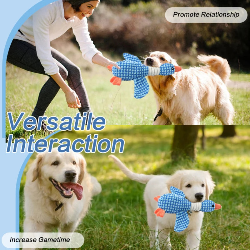 Dog Toys Plush Animal Toy Wild Goose Chewing Toy for Small Medium Large Dogs Cats Teeth Cleaning Toys Pet Squeak Toy for Puppy