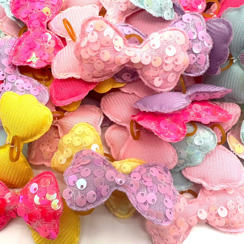 50/100pcs Sequins Style Dog Bowknot Hair Bows Decorate Bows with Rubber Band for Small Dogs Puppy Pet Headwear Dog Accessories