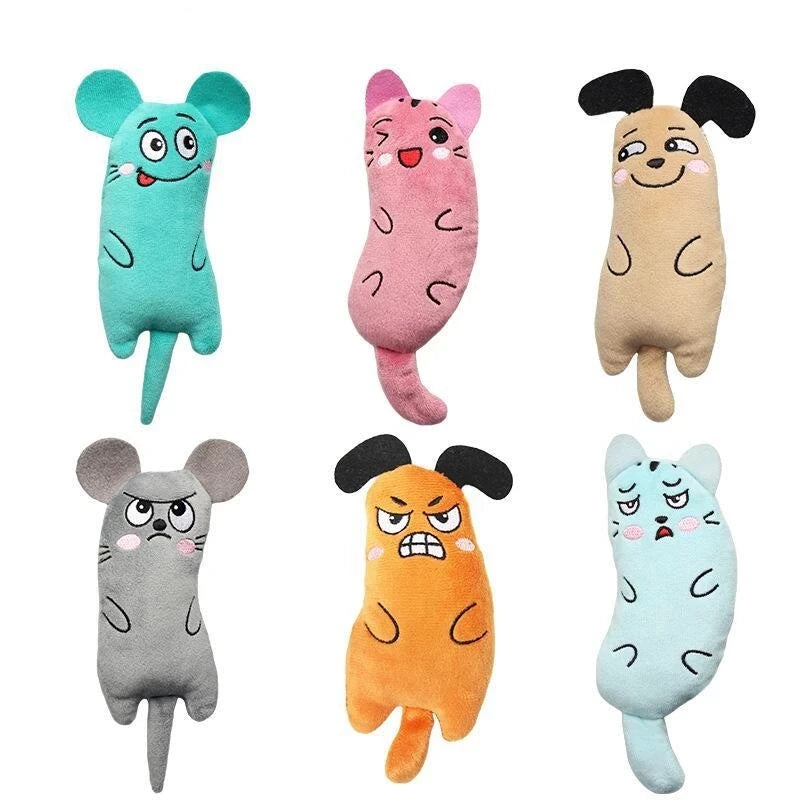Funny Cat Toys Plush Embroidery Interactive Cat Toys Mini Teeth Grinding Catnip Toys Kitten Chewing Squeaky Toy Pet Supplies