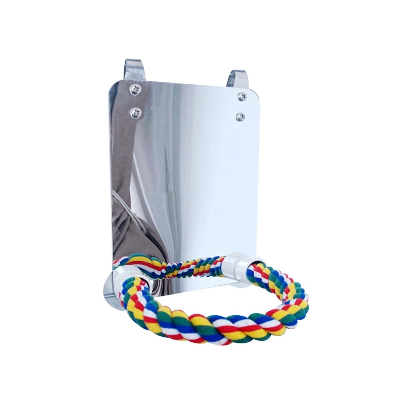 Acrylic Bird Mirror with Rope Perches Bird Toys Lovebirds Finch Canaries Swing Comfy Perch for Parakeet Cockatiel Conure