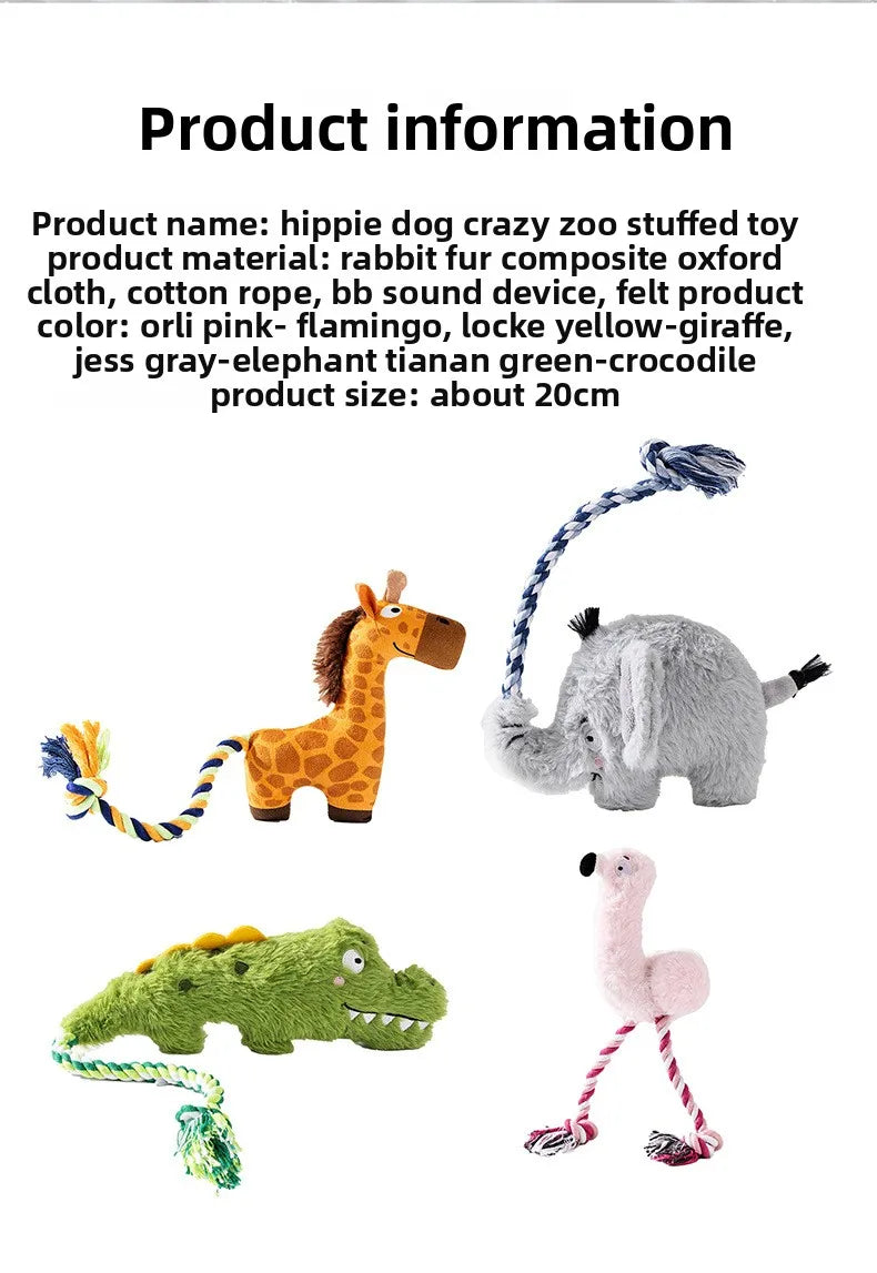 Plush Squeaky Dog Toys Human Pet Interactive Tug of War Knot Bite-resistant Pet Toys Outdoor Funny Crazy Zoo Plush Sound Toys