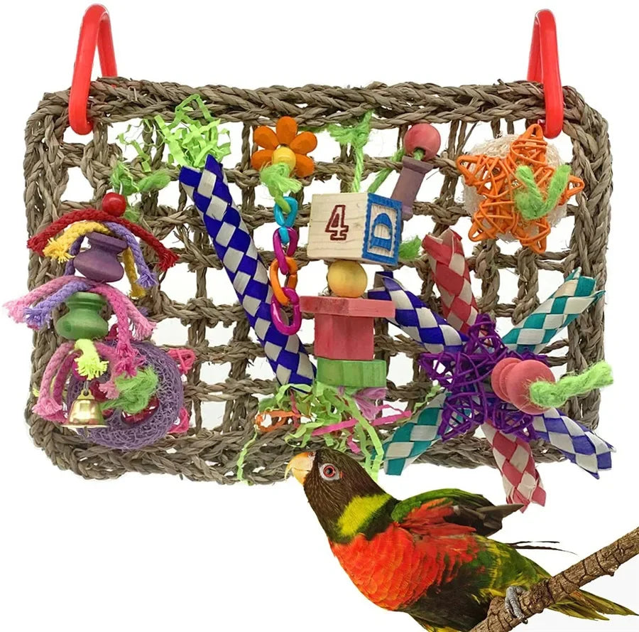 Bird Toys Parrot Accessories Chewing Toys Parrot Molars Climbing Net Bird Training Interactive Toy Bird Cage Decoration Supplies