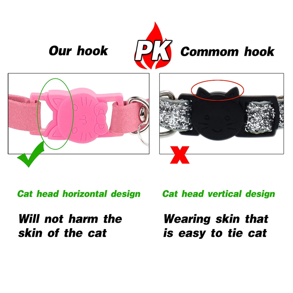 Bling Rhinestone Cat Collar Quick Release Small Dog Cats Collars Adjustable Puppy Kitten Bell Necklace Collars Cat Accessories