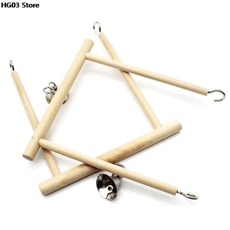 1PC Wooden Birds Cage Perch Cage Hanging Wood Birds Perch Parrot Toys Stand Holder Natural Wood Swing Pet Supplies