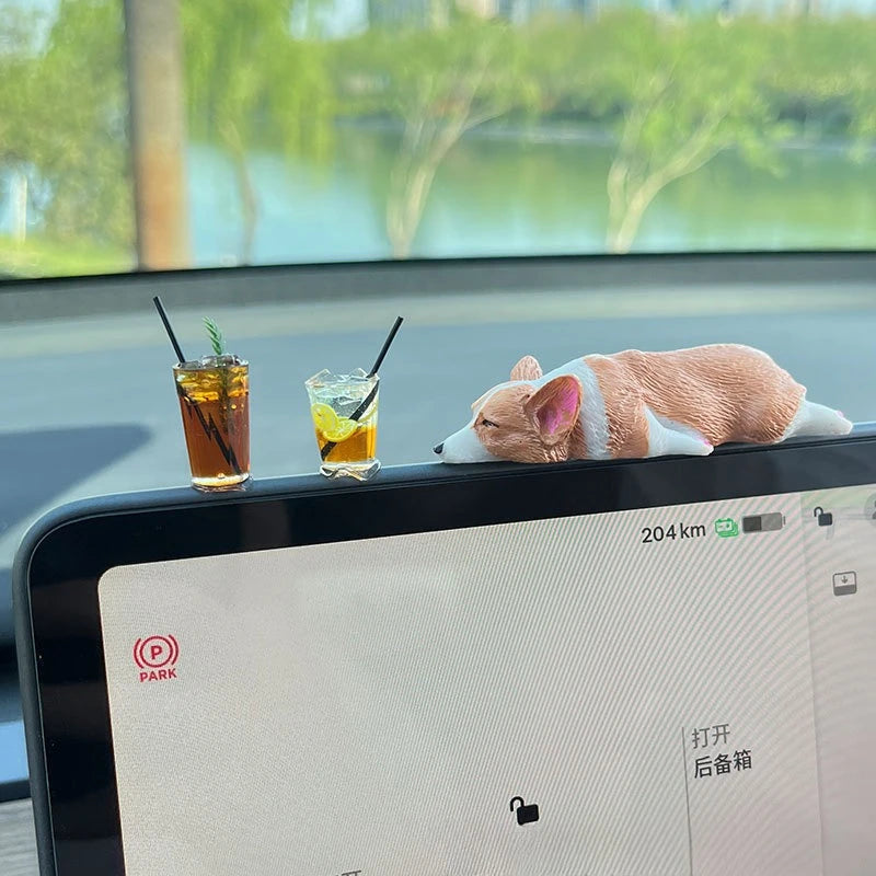 Car Dashboard Dog Toys Accessories Decorate Exquisite Mini Corgi Resin Doll Ornament Auto Interior Cute Puppy Gift Decorations