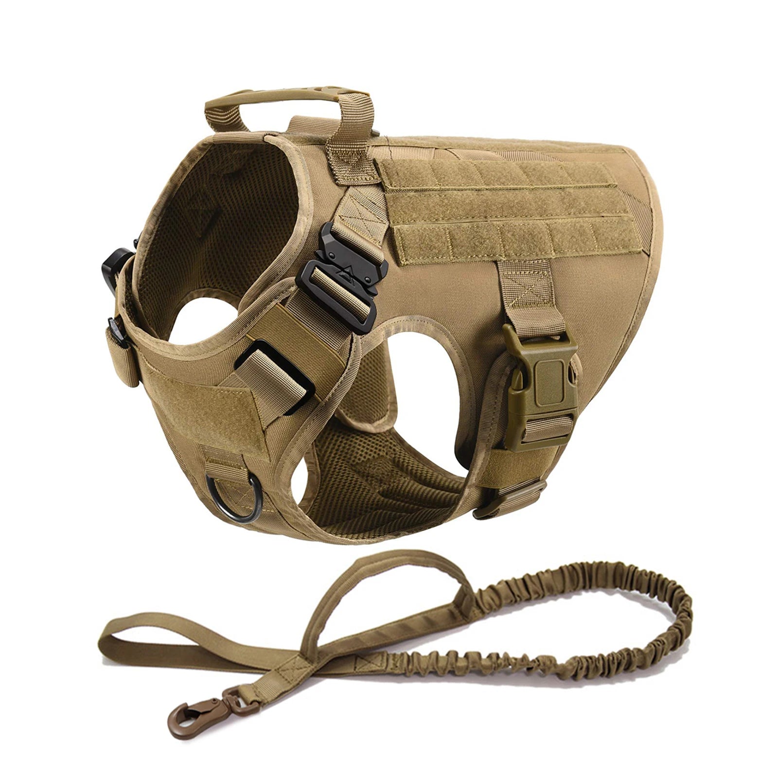 Tactical Large Dog Harness Leash Molle Pouches Pet Golden Retriever French Bulldog Training Vest Harnesses For Dog Accessories
