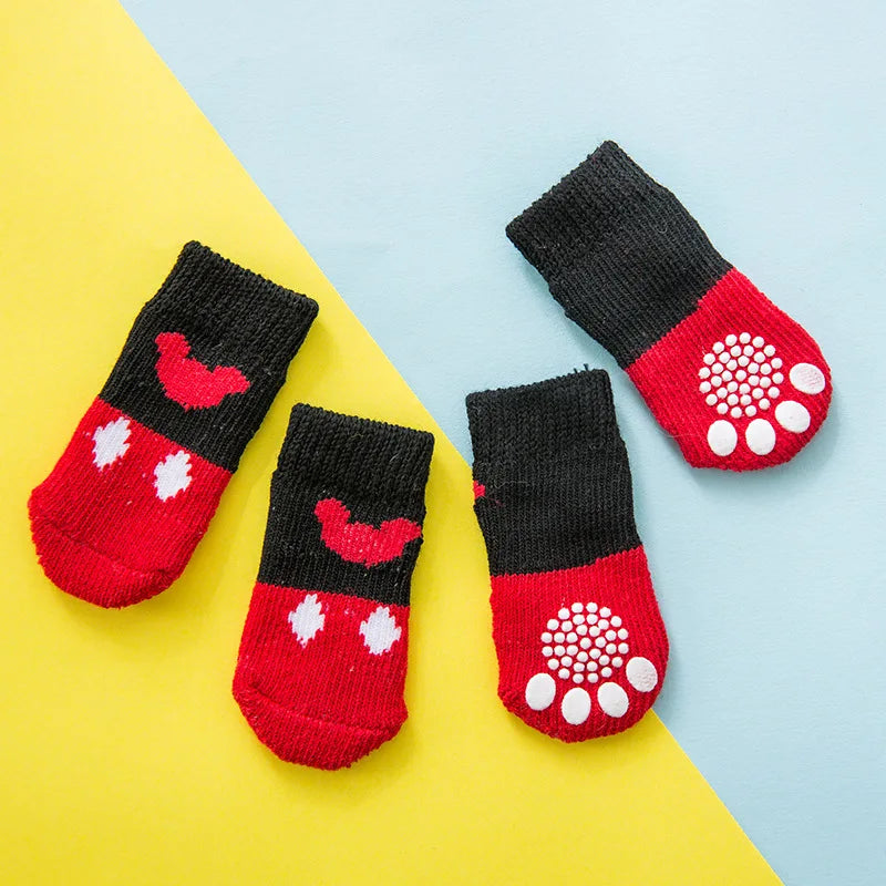 Cute Puppy Dog Knit Socks Autumn Winter Pet Socks Anti-Slip Knitted Small Dogs Shoes Warm Paw Protector Dog Accessories