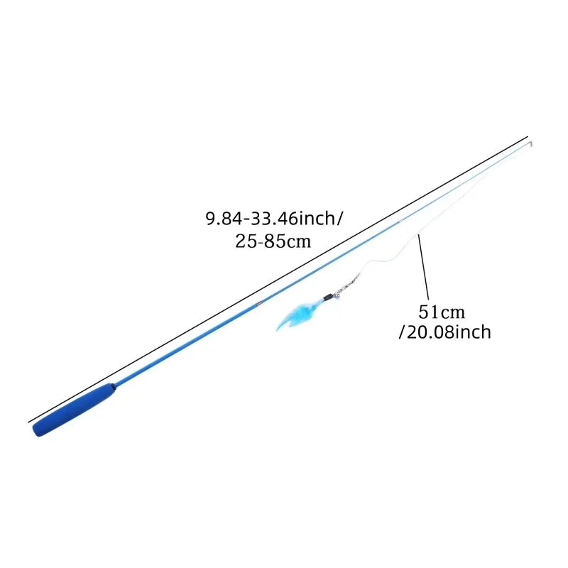 Pet Cat Toys Super Long Three Section Telescopic Rod Cat Teaser Stick Feather Replacement Head Cat Teaser Supplies New