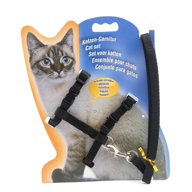 Kitten Harness Leash Adjustable Nylon Pet Traction Solid Color Harness For Cats Solid And Durable Cat Accessories Supplies