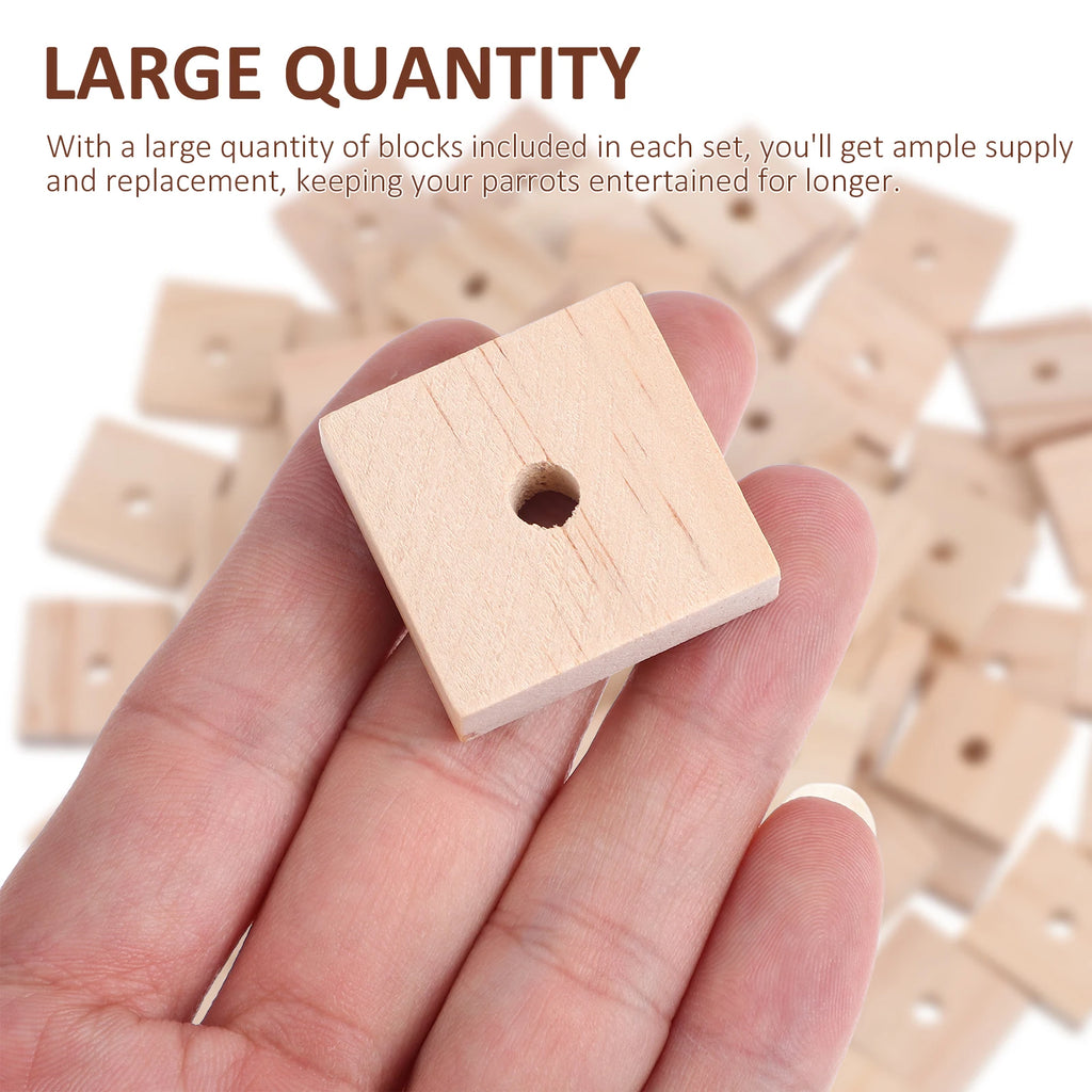 100 Pcs Parrot Wood Chips Blocks DIY Bird Chew Toy Parts & Pet Supplies Durable Chewing Blocks for Parrots  Boredom Relief
