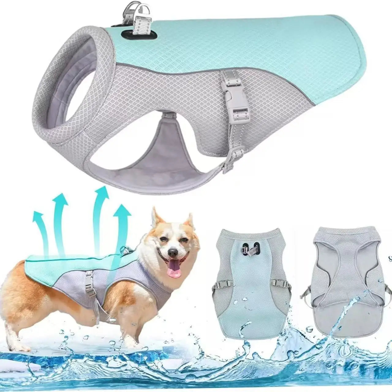 Summer Cooling Vest Harness Reflective Quick Release Hot Pet Clothes Cool Jacket For Small Medium Largr Dog Accessories