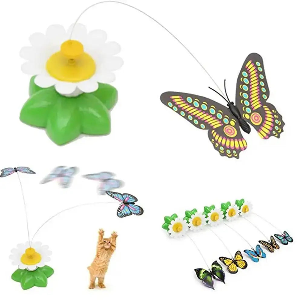 Rotating Electric Butterfly, Hummingbird And Bee Pet New Product Rotating Around Flowers To Cats And Butterflies Pet Toys