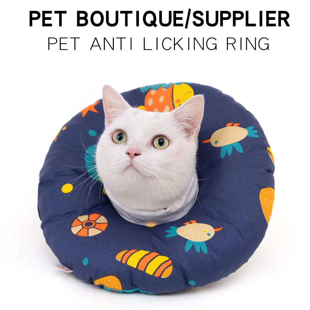 Sweet Donuts Cat Round Pillow Collar Pet Dog Neck Cone Recovery Collar for Anti-Bite Lick Surgery Cat Accessories Pet Collars
