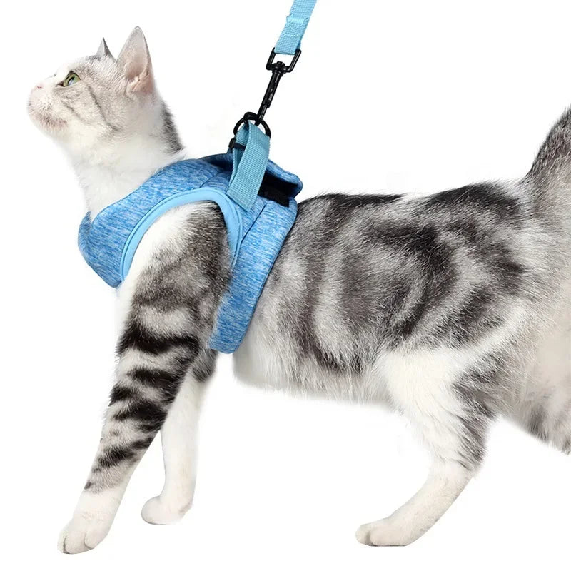 Cat Harness and Leash for Walking Escape Proof Soft Vest Harnesses for Cat Breathable Reflective Strips Jacket Cat Accessories